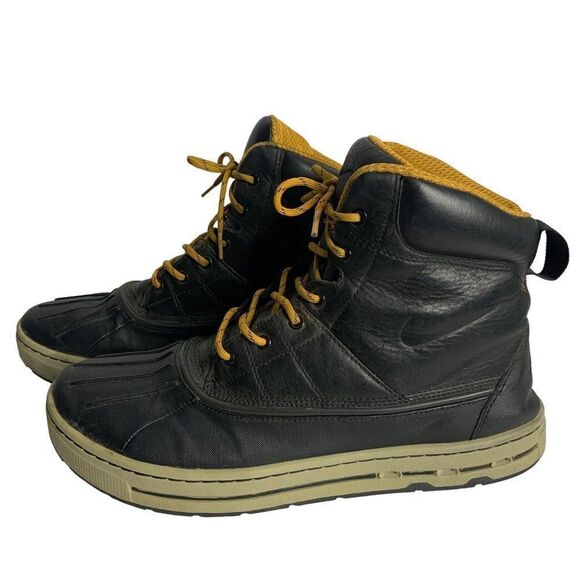 Nike ACG Woodside Leather Duck Boots 11 Black Lace Up Round Toe Water Resistant - Picture 2 of 8